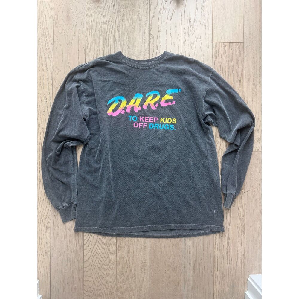 Retro D.A.R.E .Long Sleeve Shirt Large 100% Cotton Multicolor Graphic
